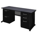 Fusion Pedestal Desk, 30 D, 66 W, 29 H, Grey, Wood|Metal MDP6630GY